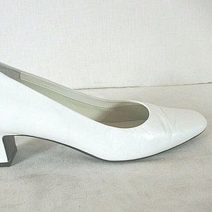 Easy Spirit White Leather Slip On Pump Heels Shoes Women's 7.5 M (SW20)pm1